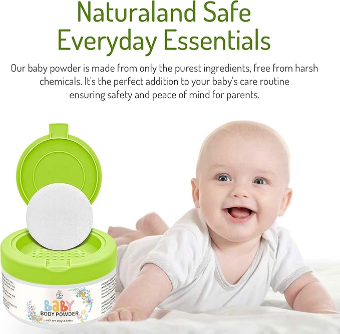 Talc-Free Baby Powder, Natural Cornstarch with Zinc Oxide, Hypoallergenic Formula for Sensitive Skin Chafe & Itch Relief, Help Prevent Diaper Rash, Gentle Care for Delicate Infant Diaper Area, 5oz