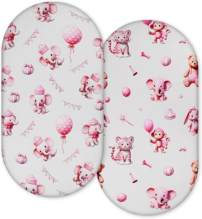 Ultra-Soft 2-Pack Stretchy Bassinet Sheets - Universal Fit for Halo Bassinest, Graco, Chicco & Most Bassinets (Rectangle/Oval/Hourglass) | Safe Snug Fit for Girls & Boys, Unisex Cradle Mattress Covers