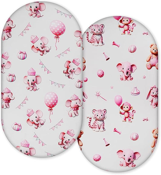 Ultra-Soft 2-Pack Stretchy Bassinet Sheets - Universal Fit for Halo Bassinest, Graco, Chicco & Most Bassinets (Rectangle/Oval/Hourglass) | Safe Snug Fit for Girls & Boys, Unisex Cradle Mattress Covers