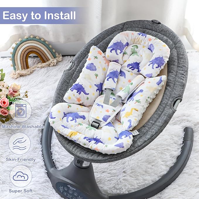Car Seat Head Support Baby, Soft Infant CarSeat Insert with Strap Covers for Girls, Newborn Insert for carseat, Strollers, Swings, Bouncer