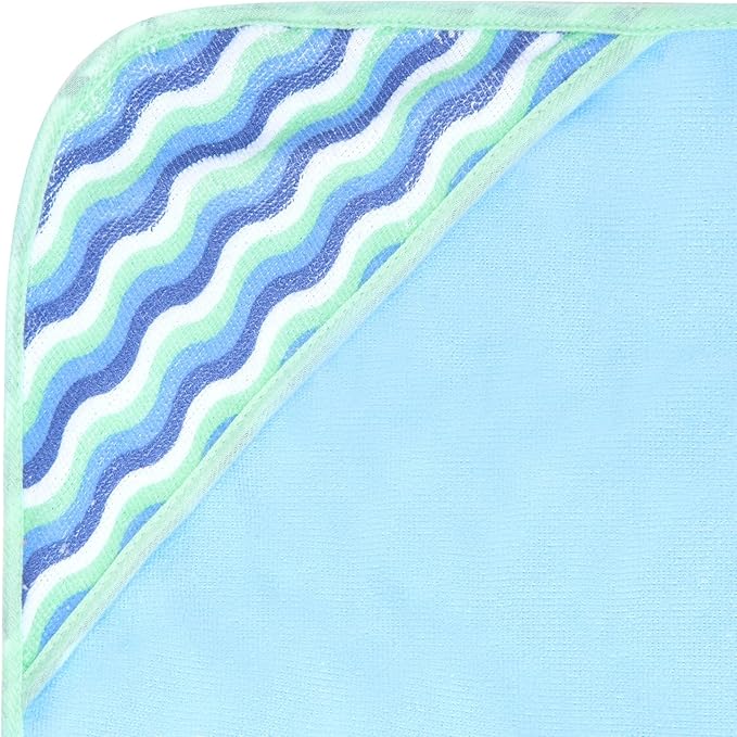 Buttons & Stitches Boy's 3-Pack Blue Whale Hooded Baby Towels, 26x30 Inches