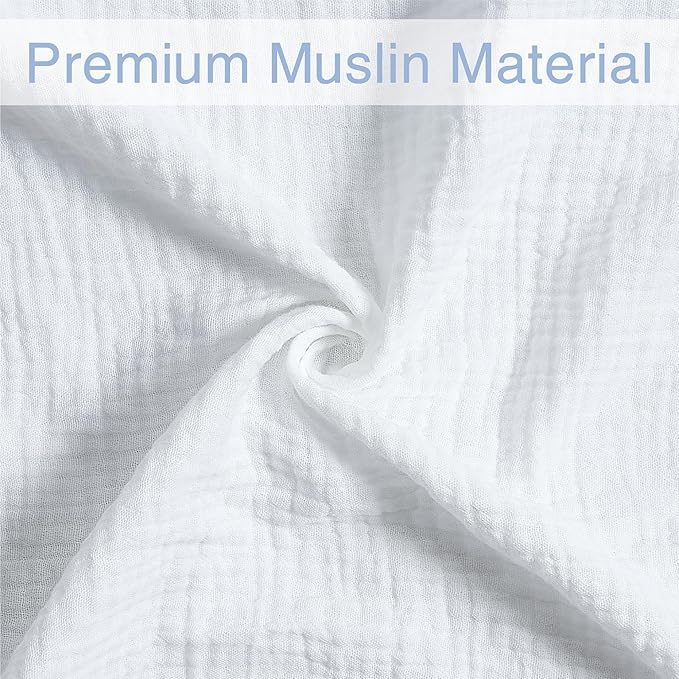 Meracorallo Muslin Mini Crib Sheet, Pack n Play Fitted Sheet, Soft and Breathable Pack and Play Playard Mattress Sheet for Baby Boys and Girls, White