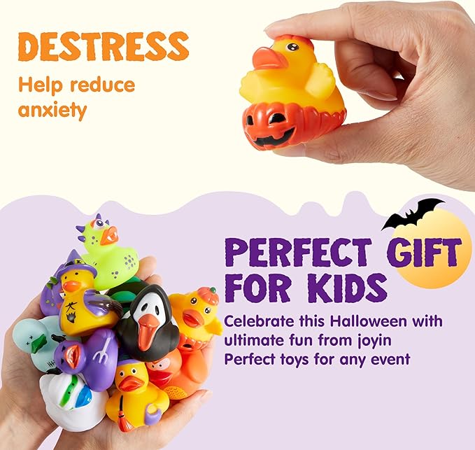 JOYIN 36 Pcs Halloween Ducks Bath Toys, Rubber Ducks Bulk for Halloween Party Favors, Mini Duckies Baby Bathtub Toys for Trick or Treating Goodie Bag Fillers, Classroom Prizes