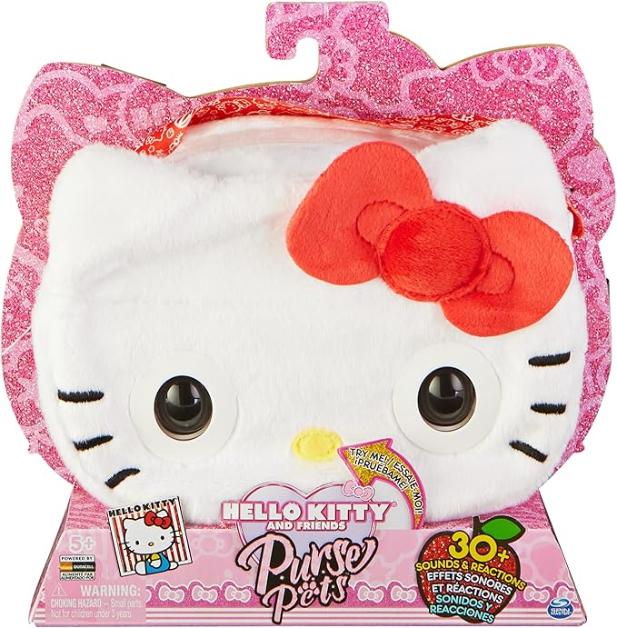 Purse Pets Hello Kitty - Interactive Shoulder Bag with 30+ Sounds, Reactions, Blinks and Music, Children's Bag and Toys in One, from 5 Years