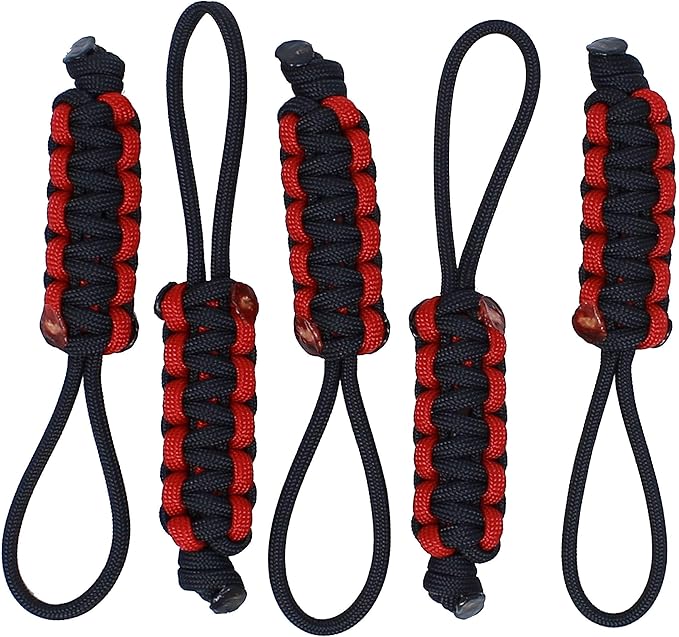 BubbasGarageTv - Large Heavy Duty Paracord Zipper Pulls (Red)