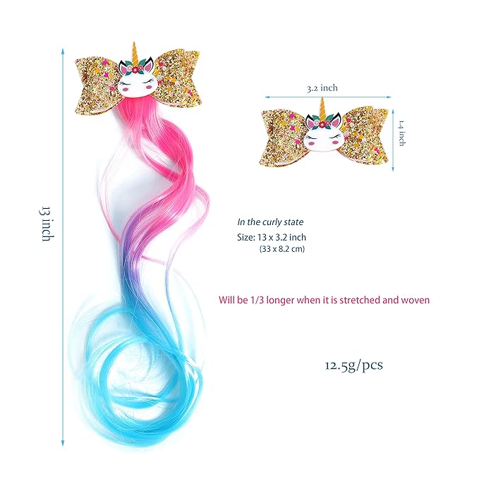 5- Colored Hair Clips For Girls Hair Extensions For Kids