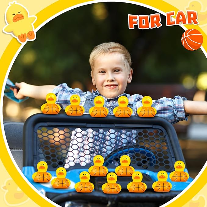 Deekin Rubber Ducks 2 Inch Bulk Sport Party Favors for Team Events Decorations Birthday Party Supplies Club Player Gift(50 Pcs,Basketball)