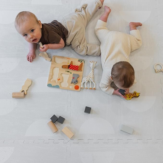 Little Landings Baby Play Mat for Floor - Aura Pearl (6x6ft) - Premium EVA Foam Play Mat for Babies & Toddlers (Ages 0-5+) Non-Toxic Playmat for Tummy Time, Crawling & Playroom - Stylish & Comfortable