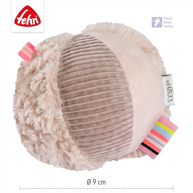 Fehn Play Ball with Flamingo Theme and Material Blend And Rattle for Throwing, Gripping, Rolling, Supports Motor Abilities for Babies, Toddlers from 0+ Month