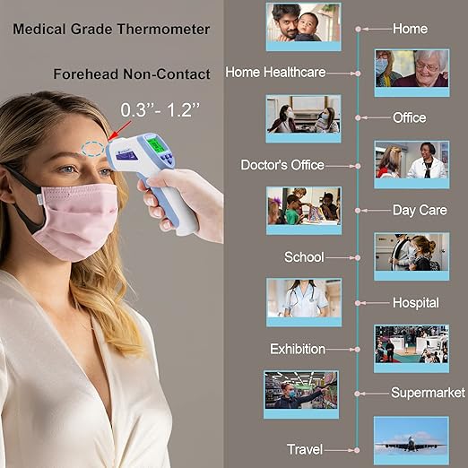 Amplim 2-Pack Hospital & Medical Grade Non Contact Digital Infrared Forehead Thermometer for Babies, Kids, and Adults.