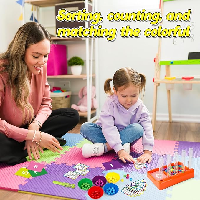 Broytain Counting and Color Sorting Toys for Toddlers,Math Manipulatives Match Games Educational Learning Fine Motor Skills,STEM Preschool Kindergarten Learning Activities