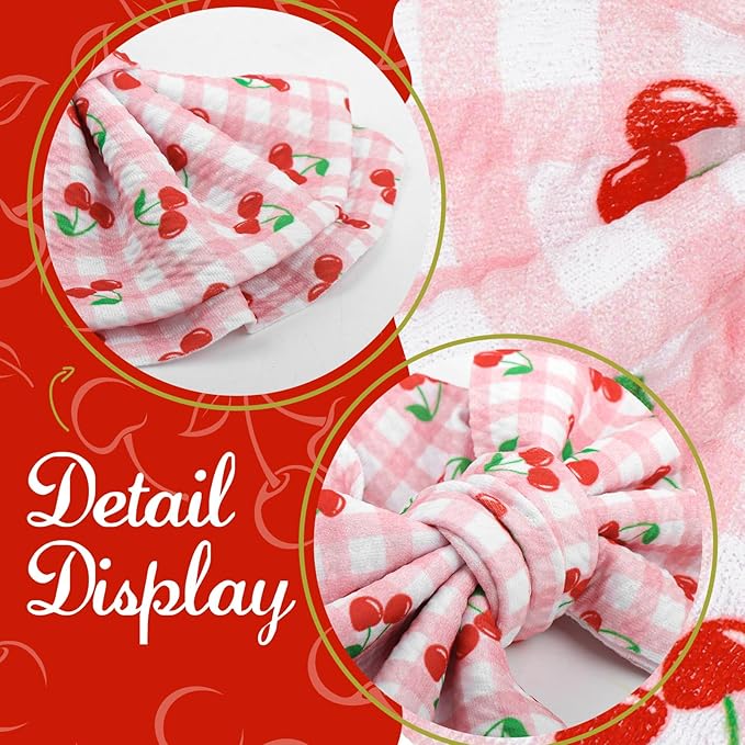 Baby Girl Headbands 7’’ Pink Bows Cherry Baby Girls Hair Accessories Summer Outfits for Newborn Infant Toddler Clothes