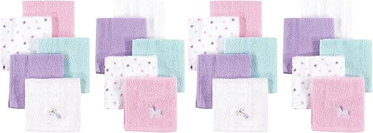 Hudson Baby Unisex Baby Super Soft Cotton Washcloths, Unicorn, One Size (Pack of 2)