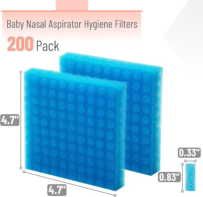 Baby Nasal Aspirator Hygiene Filters, 200 Pack, Nasal Aspirator Filters for Baby, Nasal Suction Filters for Babies, Nose Aspirator Filters for Babies, Nose Suctioners Filters for Baby