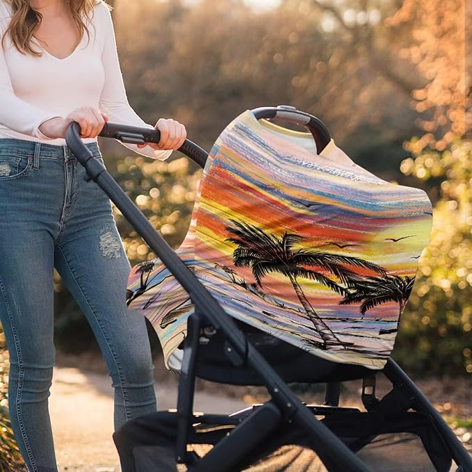 Hummingbird Car Seat Canopy for Baby Girls, Cute Nursing Cover Elastic Breastfeeding Cover Soft Car Infant Seat Cover