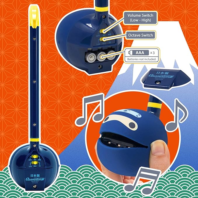 Otamatone Japanese Electronic Musical Instrument Portable Music Synthesizer from Japan by Maywa Denki Studio Award Winning, Educational Fun Gift for Children, Teens & Adults - Ninja & Hatsune Miku