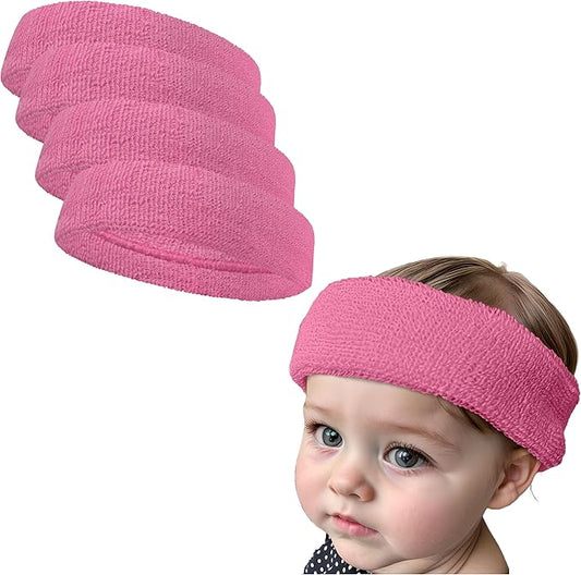 COUVER Baby Infant Terry Solid Color Headband/Terry Cloth Head Band - 4 Pieces