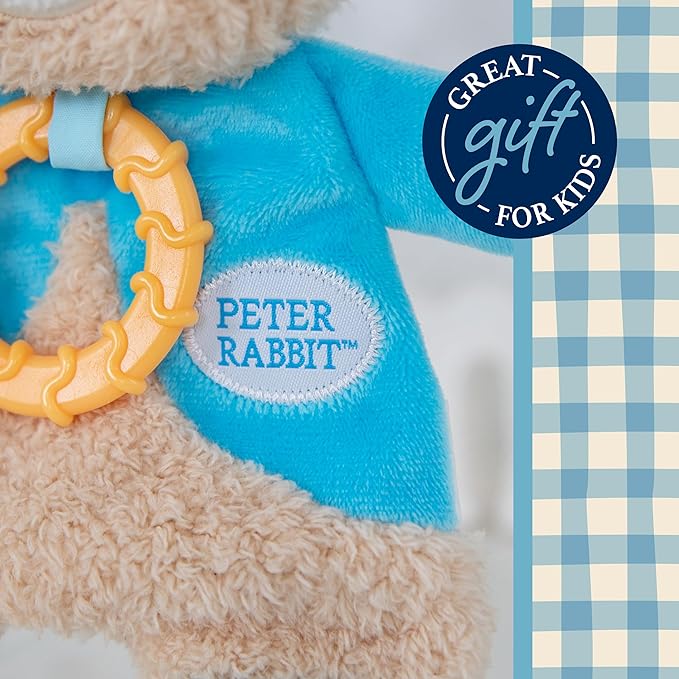 Kids Preferred Beatrix Potter Peter Rabbit Flat Sensory Blanky Interactive Baby Teether Toy with Crinkle Sounds, Soft Textures, Bright Colors, and BPA-Free Materials for Safe and Fun Sensory Play