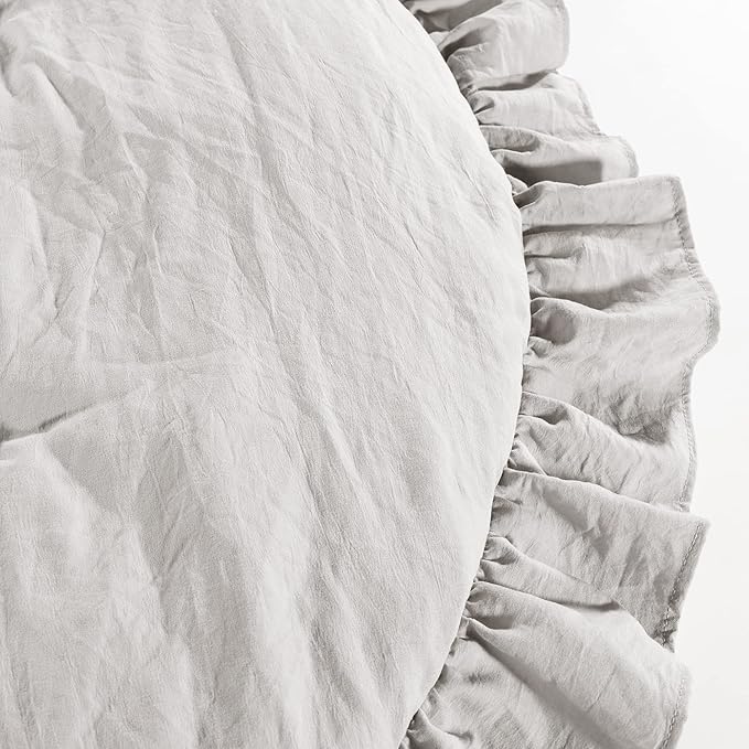 Lush Decor Baby Round Ruffle Play Mat 36" Diameter Gray - Tummy Time Mat - Gray Playmat - Baby Play Mats for Floor - Nursery Decor