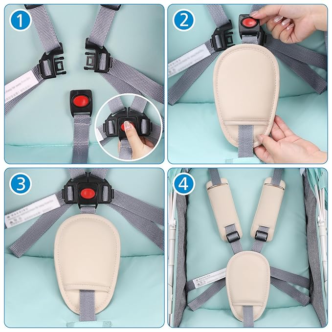 Accmor Car Seat Strap Pads Set for Baby Toddler Kids, Car Seat Strap Covers with Hip Support, Super Soft Seat Belt Covers Fits for All Car Seats, Pushchair, High Chair, Stroller