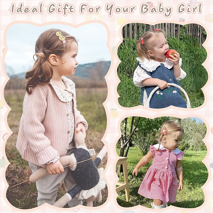 Hair Clips for Girls 20 Pcs Assorted Barrettes for Kids Cheery Bows Heart Pink Red Cute Hair Accessories for Little Girls Teens Toddlers Child Kids Gifts