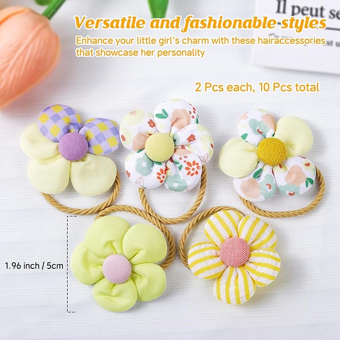 400 Pcs Baby Girls Hair Accessories Set,Baby Girls Hair Ties,Flower Bows Rubber Bands,Hair-friendly Hair Clip,Soft Elastic Hair Bands,Claw Clip(Yellow)