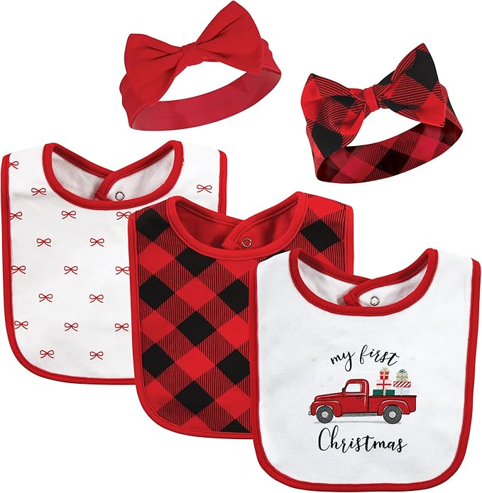 Hudson Baby Unisex Baby Cotton Bib and Headband Set