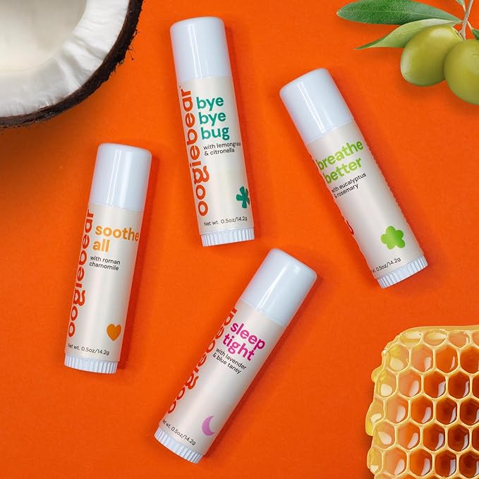 oogiebear Organic Baby Balm 4-Pack – Nose-to-Toe, Breathing Rub, Bug Away & Sleep Balm – Natural & Organic Soothing Care for Babies & Toddlers