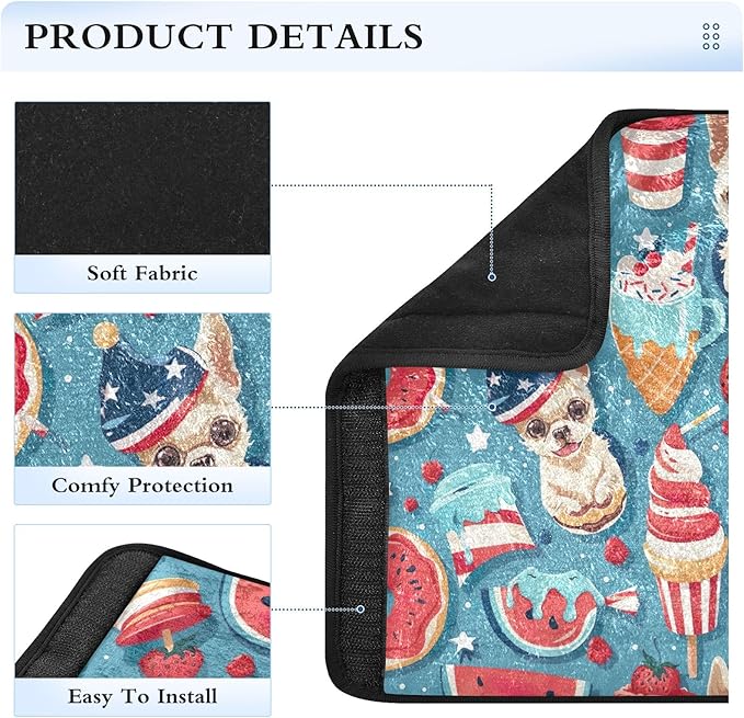 CHIFIGNO Cute Dogs and Food Car Seat Belt Covers Fashion Seatbelt Pads 2Pcs Shoulder Strap Pad for Adults Kids Women Men