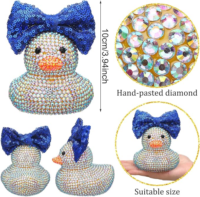 Sotiff Cheerleader Gifts Ideas Rhinestone Crystal Rubber Ducks You've Been Cheer Ducked Cheer Team Inspirational Gift Accessories for Women Teammate (Blue)