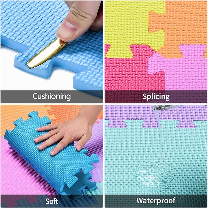 qqpp EVA Rubber 18 Tiles Interlocking Puzzle Foam Floor Mats - Baby Play Mat for Playing | Exercise Mat for Home Workout. Indigo naturalis (Dark Green). QC-Pb18N