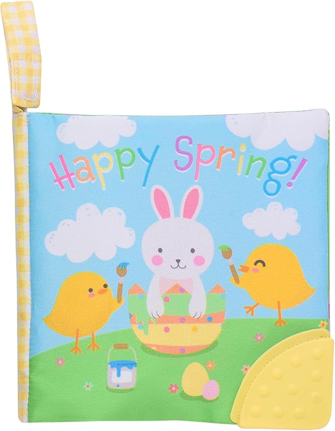 Magic Years 5 inch Soft, Crinkle Activity Book with Teether and Travel Strap for Baby, Happy Spring, Multicolored, Easter