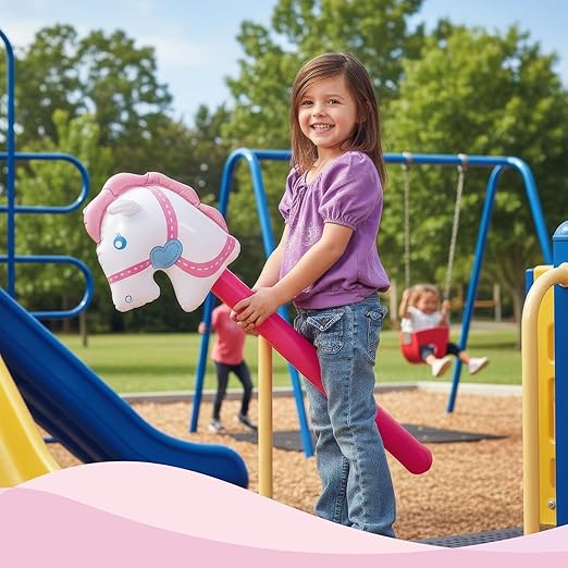 Fun Express Pony on a Stick Blow Up Horse Toy - Gift and Cowgirl Party Supplies