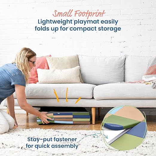 ECR4Kids Softzone Patchwork Toddler Foam Play Mat, 58" Square, Earthtone