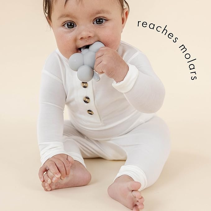 Doddle & Co. The Chew Teether with Poppable Bubbles | Toddler Teething Fidget Toy for Baby | Enhaces Oral Fit & Easy to Hold & Grab | Helps in Development for New Born Babies | Pack of 1 | Rain