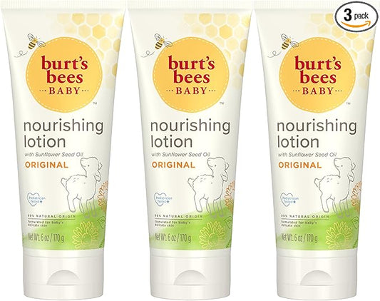 Burt's Bees Baby Nourishing Lotion, Original Scent Baby Lotion - 6 Ounce Tube - Pack of 3