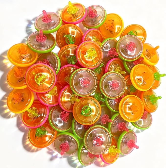 PROLOSO 100 Pcs Light Up Spinning Tops LED Flashing Spinners with Gyroscope