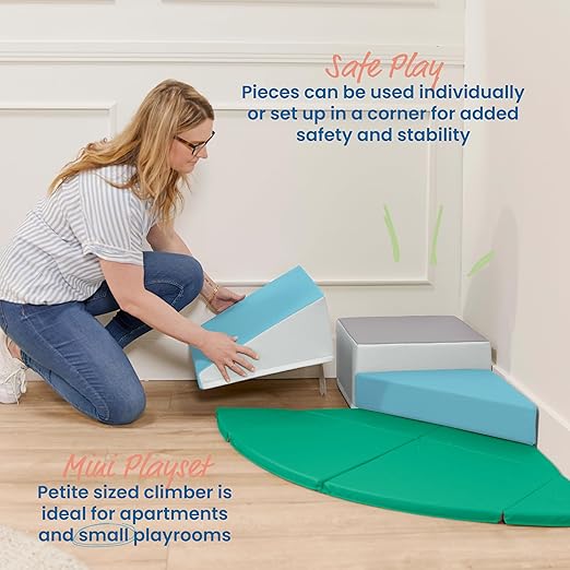 ECR4Kids SoftZone Junior Adventurer's Summit Ramp, Corner Climber, Contemporary, 4-Piece