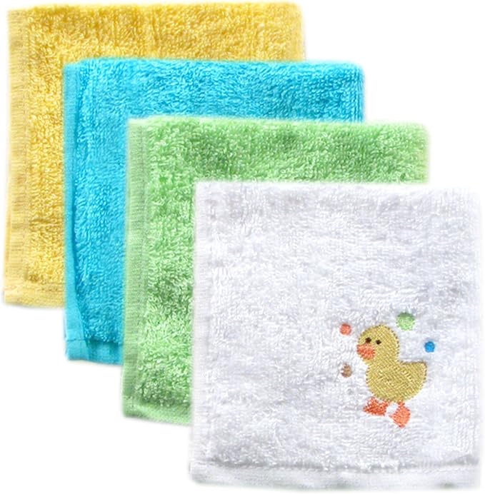 Luvable Friends Unisex Baby Super Soft Cotton Washcloths, Yellow Duck, One Size