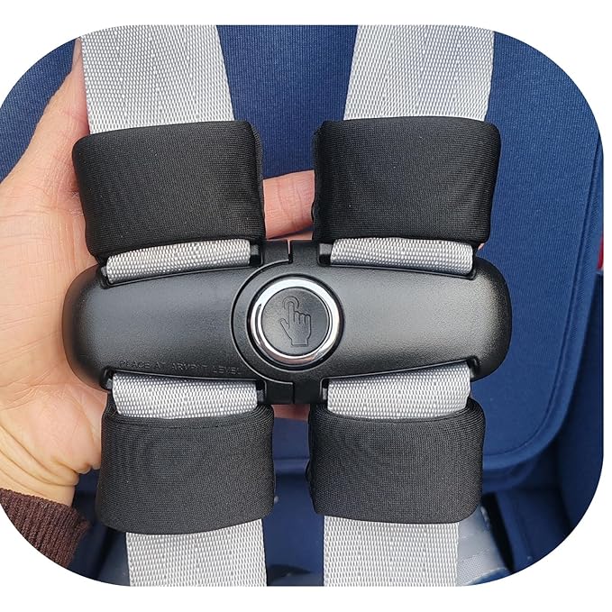 Universal Child Car Seat Chest Harness Clip Universal Safer Belt Clip Buckle Lock Stroller Chest Clip Adjustable Guard for Baby and Kids (Black Chest Buckle Set)