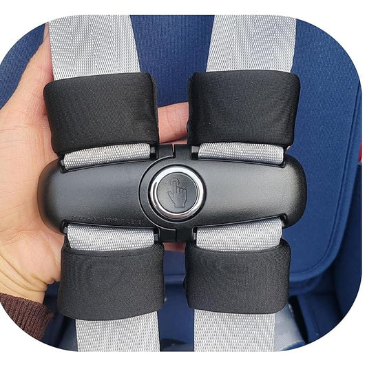 Universal Child Car Seat Chest Harness Clip Universal Safer Belt Clip Buckle Lock Stroller Chest Clip Adjustable Guard for Baby and Kids (Black Chest Buckle Set)