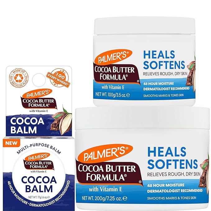 Palmer's Cocoa Butter Formula Daily Skin Therapy Solid Body Lotion Trio (7.5 Oz + 3.5 Oz + 0.6 Oz) Intensive Body Moisturizer with Vitamin E for Dry & Eczema-Prone Skin, Provides 48-Hour Moisture