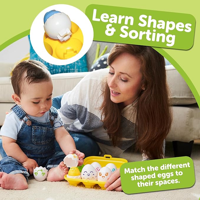 TOMY Toomies Hide & Squeak Eggs Toddler Toys - Matching and Sorting Games - Toddler Sensory Toys for Hand Eye Coordination and Color Recognition - Ages 6 Months and Up