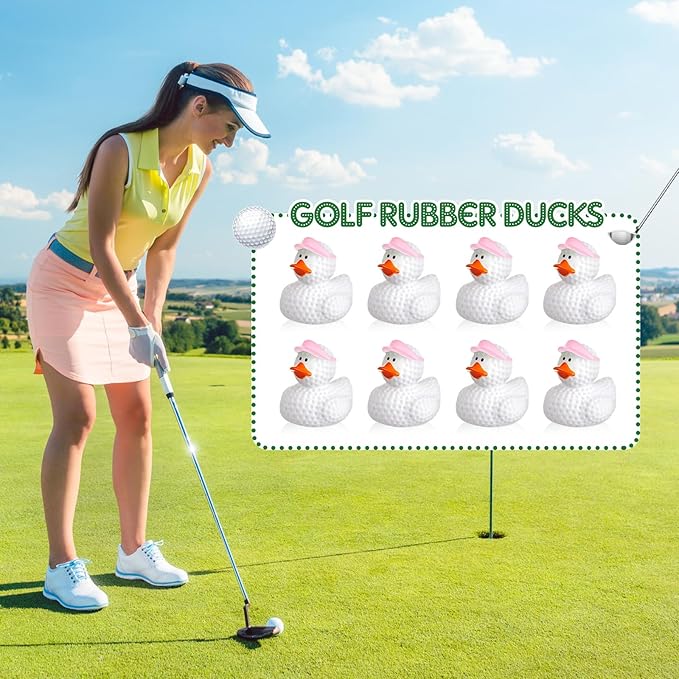 Deekin Rubber Ducks 2 Inch Bulk Sport Party Favors for Team Events Decorations Birthday Party Supplies Club Player Gift(24 Pcs,Golf Pink)