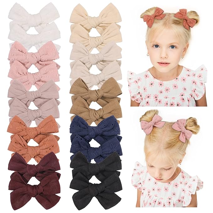 Jollybows 20 Peices Hair Bows for Girls Baby Pigtail Fully Lined Clips Toddler Alligator Kids Teens Barrettes Accessories