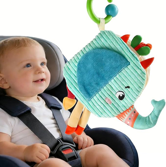 Baby Soft Book Toys for Car Seat 6-12 Months, Sensory Travel Toy 3-6 Months, Montessori Crinkle Busy Book Learning Animals for Roadtrip, Cloth Activity Baby Valentine Gift with Squeaky Textures