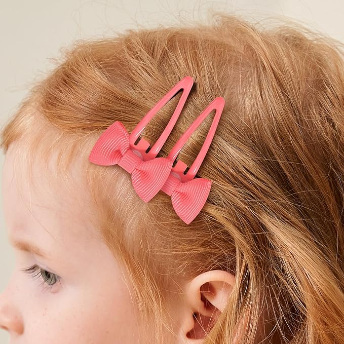 20PCS Hair Bows Clips for Toddler Girls, 2 Inch Grosgrain Ribbon Non Slip Metal Colorful Snap Hair Bows Barrettes for baby Women Girls Toddler Kids Teens (10 Colors)