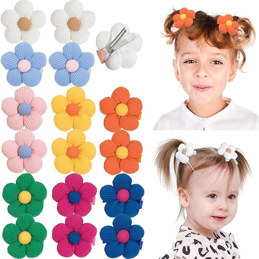 16Pcs Girls Flower Hair Clips, Non Slip Wrapped Handmade Floral Hair Clips Hair Accessories for Girls Toddlers Teens and Women