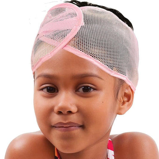 DONNA Comfortable Mesh Wrap for Kids – Adjustable Hair Wrap with Cool Mesh Fabric – Wide Headband Design for Natural Hair Protection (PINK)