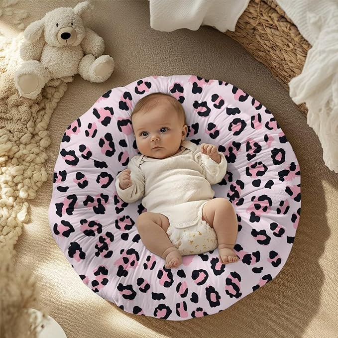 Pink Leopard Newborn Lounger Pillow Cover Removable Soft Comfortable Slipcover for Infant Lounger Pillow Cover Easy to Use and Dustptoof